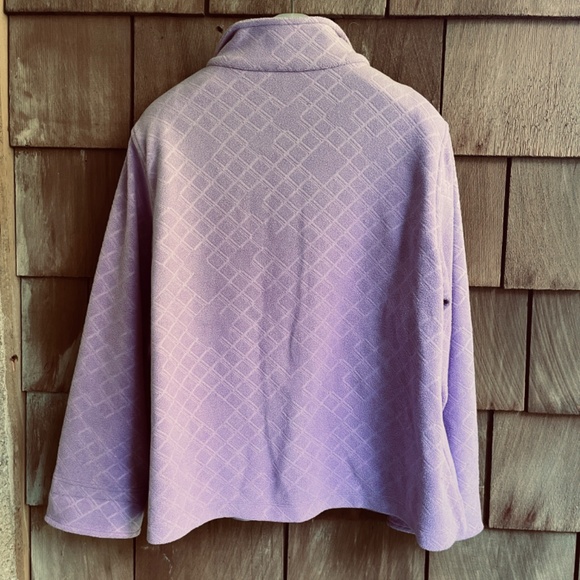 Alia Petite Structured Checkered Fleece Jacket Lilac Full Zip Long Sleeve PL/G - Picture 9 of 14